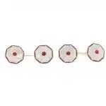 Ruby Mother of Pearl and Enamel Octagonal Dress Set