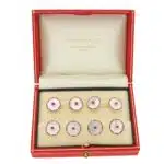 Ruby Mother of Pearl and Enamel Octagonal Dress Set