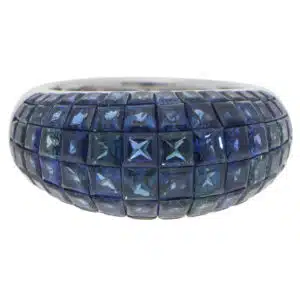Contemporary Sapphire Invisible Set Bombe Ring in White Gold
