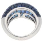 Contemporary Sapphire Invisible Set Bombe Ring in White Gold