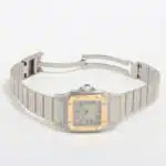Cartier Santos steel and gold wrist watch with quartz movement.