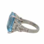 Art Deco Inspiried Aquamarine and Diamond Ring