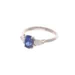 Vintage Sapphire and Diamond Three Stone set ring in White Gold