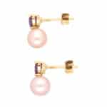 Vintage Perlita Pearl and Amethyst Earrings in Yellow Gold