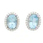 Aquamarine and Diamond Stud Earrings