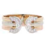 Vintage C de Cartier Diamond Open Band Ring in Gold
