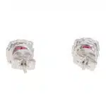 Contemporary Ruby and Diamond Cluster Earrings in White Gold