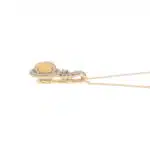 Contemporary Opal and Diamond Pendant Necklace in Yellow Gold