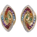 Vintage Bellarri Rainbow Gemstones and Diamond Earrings