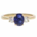 Contemporary Sapphire and Diamond Three Stone Ring