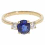 Contemporary Sapphire and Diamond Three Stone Ring