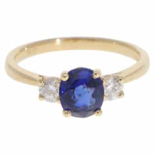 Contemporary Sapphire and Diamond Three Stone Ring
