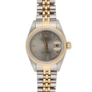 Vintage 1997 Rolex Datejust Steel and Gold Watch with Grey Dial